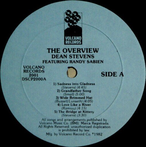 vinyl record lable for The Overview with side A track listing